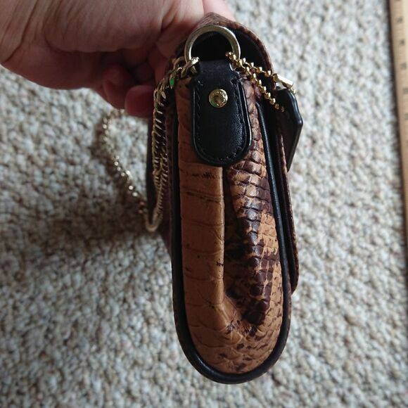 Coach Brown/Beige Python Embossed Leather Mini Ruby Bag - Picture 10 of 12